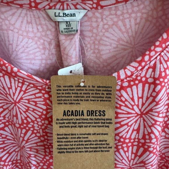 NWT! Women’s L.L.Bean pink coral printed Acadia short sleeve dress XL - Picture 3 of 5